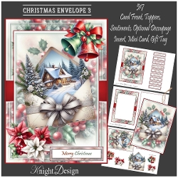 Christmas Envelope 3 Mini Kit With 3 Toppers, Makes 3 Cards