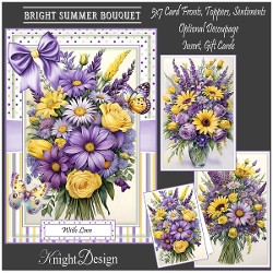 Bright Summer Bouquet With Set Of 3 Card Fronts