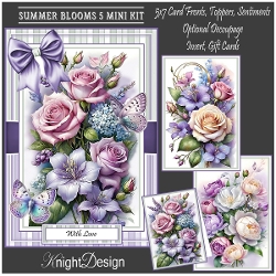 Summer Blooms 5 With Set Of 3 Card Fronts