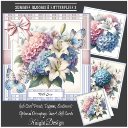 Summer Blooms & Butterflies 3 With Set Of 3 Card Fronts