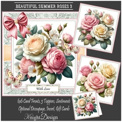 Beautiful Summer Roses 3 With Set Of 3 Card Fronts 