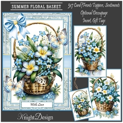 Summer Floral Basket With Set Of 3 Card Fronts