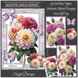 Beautiful Dahlia Bouquet With Set Of 3 Toppers