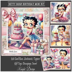 Betty Boop Birthday With Set Of 4 Toppers