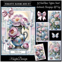 Romantic Blooms With Set Of 4 Toppers