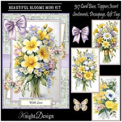 Beautiful Blooms With Set Of 4 Toppers