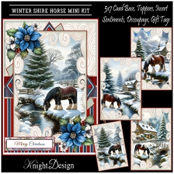 Winter Shire Horse With Set Of 4 Toppers