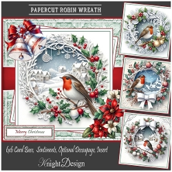 Papercut Robin Wreath With Set Of 4 Toppers
