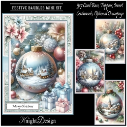 Festive Baubles With Set Of 4 Toppers