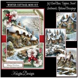 Winter Cottage With 4 Toppers