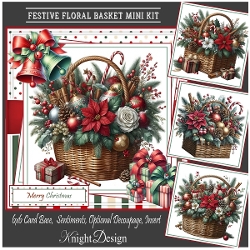 Festive Floral Basket With Set Of 4 Toppers