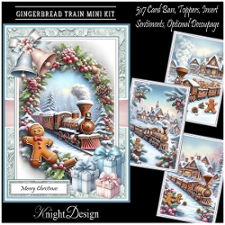 Gingerbread Train With Set Of 4 Toppers