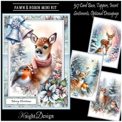 Fawn & Robin With Set Of 4 Toppers