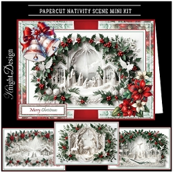 Papercut Nativity Scene With Set Of 4 Toppers