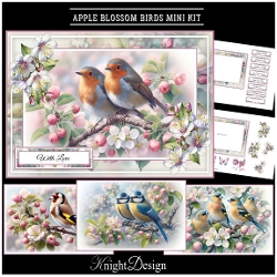 Apple Blossom Birds With Set Of 4 Toppers