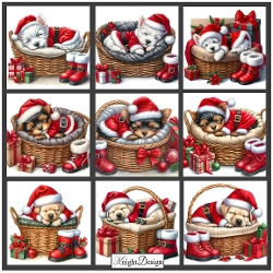 Santa Pups Toppers/Card Fronts