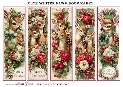 5 Cute Winter Fawn Bookmarks