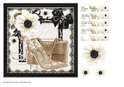 Chanel Inspired birthday card front with decoupage and sentiments