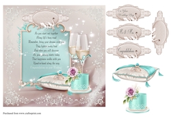 Beautiful wedding verse card front with decoupage and sentiments