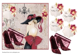 Shoes and Handbag fashion card front with decoupage and sentiments