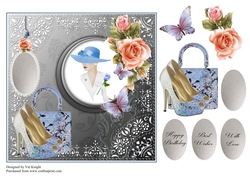 Stylish fashion card front with decoupage and sentiments.