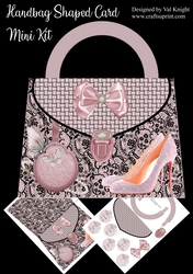 Pink and black Lace Handbag with shoes - Shaped Card Mini Kit