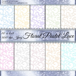 10 - 8x8 Pastel Floral Lace Backing Papers