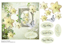 Daffodils card front with decoupage