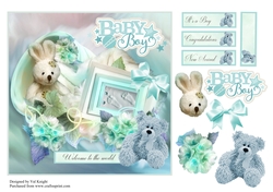 New Baby Boy Card Front With Decoupage