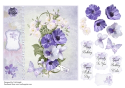 Soft Violet Card Front With Decoupage