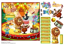 The Circus Birthday Card Front With Decoupage
