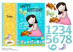 Children Zodiac Card Front With Decoupage - Cancer