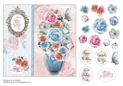 Summer Vase 2 Card Front With Decoupage