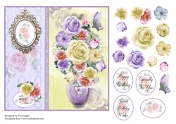 Summer Vase 3 Card Front With Decoupage 