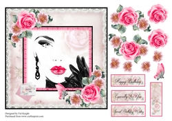 Glamour Card Front With Decoupage