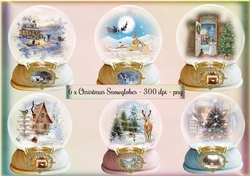 6 x Scenic Christmas Snowglobes - PNG - 300 dpi