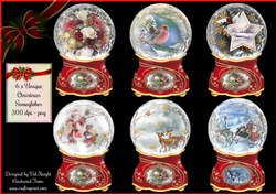 6 x Unique Scenic Christmas Snowglobes - PNG - 300 dpi