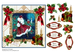 Art Deco Christmas Card Front 2 With Decoupage