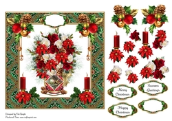 Christmas Floral Card Front With Decoupage