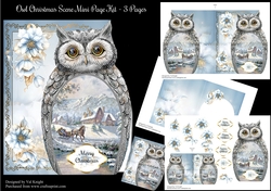 Owl Christmas Scene Shaped Mini Page Kit