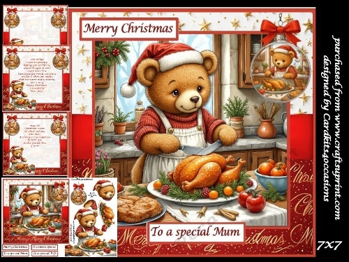 Mother Bear cooks Christmas dinner