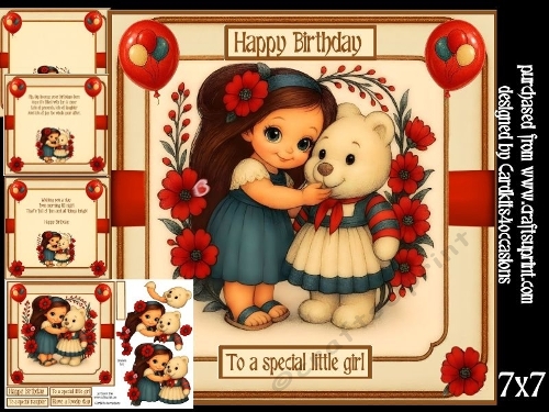 Birthday girl and teddy bear
