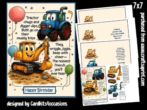 iggers dig and tractors chug 5x7