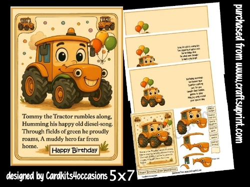 Tommy the tractor 5x7