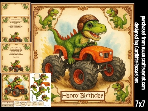 cup1427194_7172 - A Dinosaur and big wheeled truck