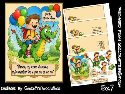 A birthday boy and his dragon 5x7