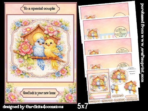 Feathered friends in love 5x7
