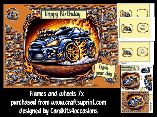 Flames and wheels 5x7