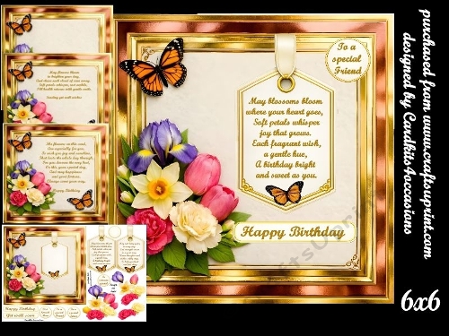 Butterflies and flowers 6x6