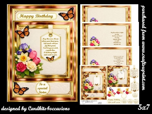 Butterflies and flowers 5x7